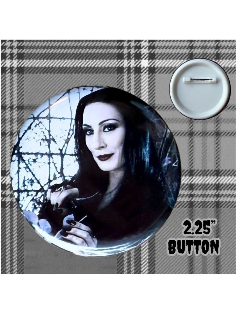 Morticia Addams Inspired 2.25” Button